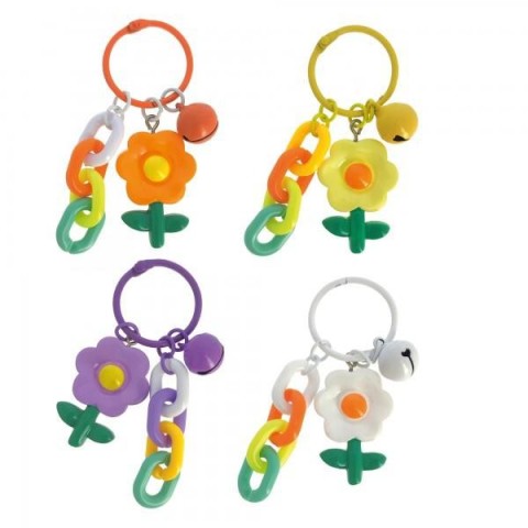 PCHIAVI FIORE CON SOGNAGLIO E CATENA 4 COLORI ASSORTITI 4X7